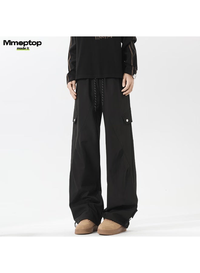 Mmoptop Men's Hiking Work Pants Spring Summer American Paratrooper Loose Straight Casual Trousers Mxxk112 Black 2XL - Image 3