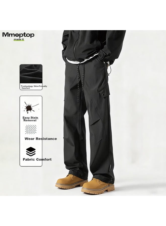 Mmoptop Men's Hiking Work Pants Spring Summer American Paratrooper Loose Straight Casual Trousers Mxxk112 Black 2XL - Image 1