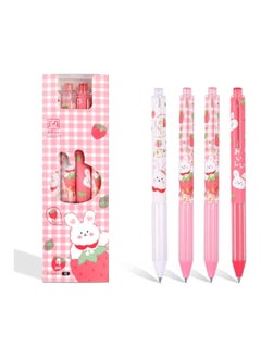 Y&D Retractable Gel Ink Pens, 4Pcs Pink Cartoon Kawaii School 0.5mm Black Pens Office Supplies Stationary for Kids, Girls, Boys  - Image 1