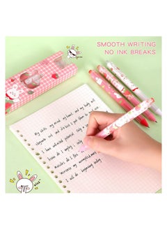 Y&D Retractable Gel Ink Pens, 4Pcs Pink Cartoon Kawaii School 0.5mm Black Pens Office Supplies Stationary for Kids, Girls, Boys  - Image 4