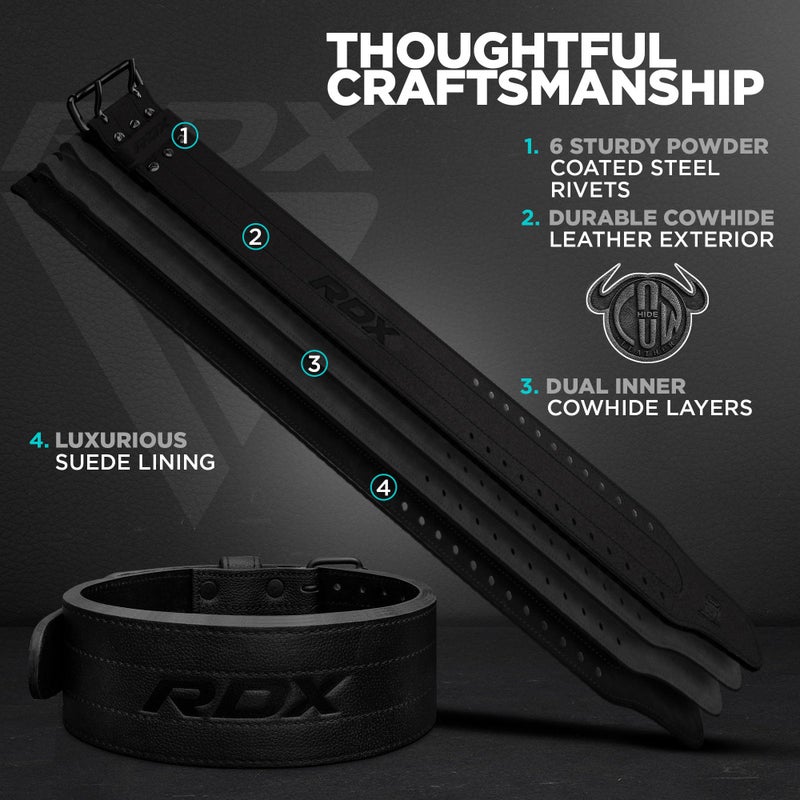 RDX IPF Compliant Powerlifting Belt 13mm and 10mm, USAPL USPA and IPL Competition Level Genuine Leather 4â€ Gym Belt for Heavy Weight Lifting Deadlift Squats and Strongman Strength Training, Men Women - Image 5