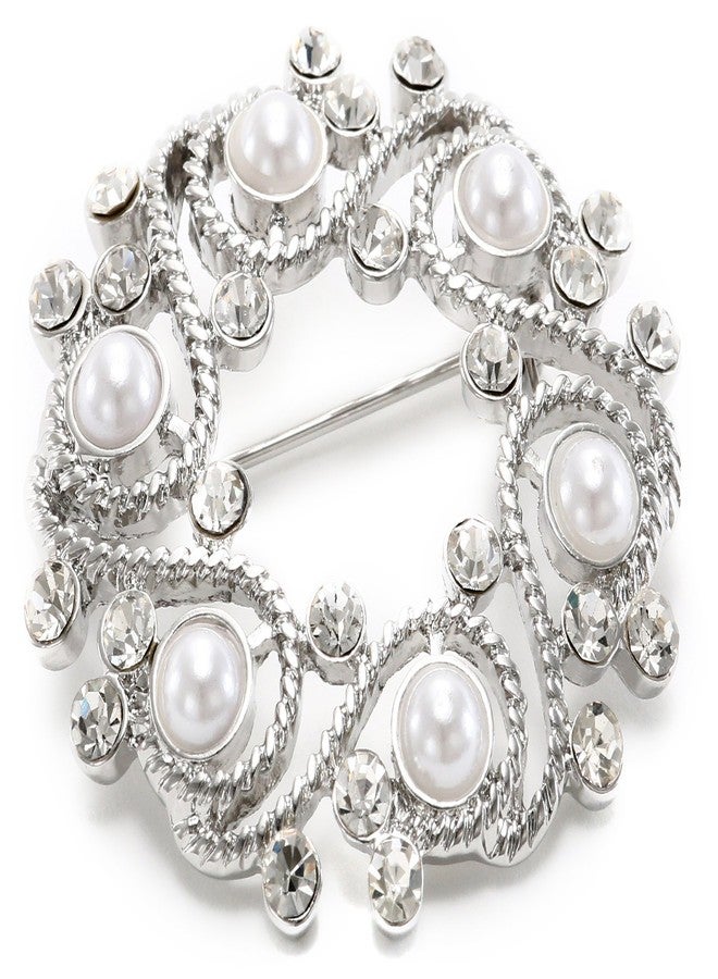 Napier "Gift Boxed" Silver-Tone with Pearl Wreath Brooch - Image 1