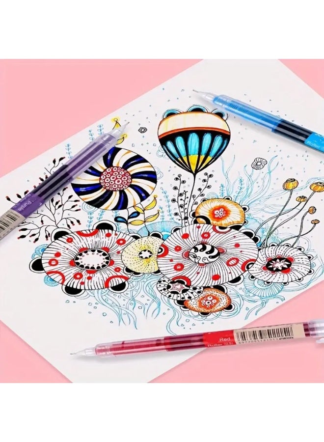 A set of 12 large-capacity liquid ink pens with 0.5mm tips – smooth writing, vibrant colors, and precise lines for writing, drawing, journaling, and note-taking – ergonomic design with quick-drying ink. - Image 5