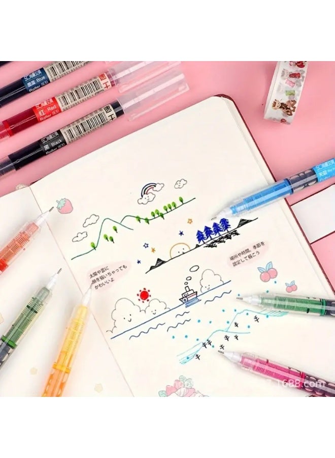 A set of 12 large-capacity liquid ink pens with 0.5mm tips – smooth writing, vibrant colors, and precise lines for writing, drawing, journaling, and note-taking – ergonomic design with quick-drying ink. - Image 4