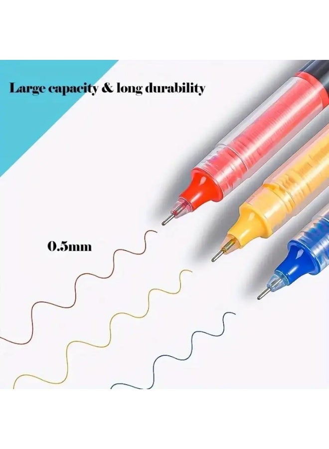 A set of 12 large-capacity liquid ink pens with 0.5mm tips – smooth writing, vibrant colors, and precise lines for writing, drawing, journaling, and note-taking – ergonomic design with quick-drying ink. - Image 3