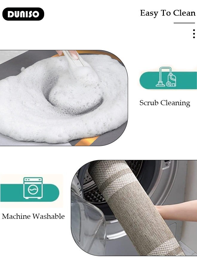 DUNISO Diatom Mud Bath Mat Set Bathroom Kitchen Rug Mat Extra Soft and Absorbent Bath Rugs Non-Slip Quick Drying Floor Bath Tub Mat for Bathroom Floor Tub and Shower 50*80CM+50*160CM - Image 5