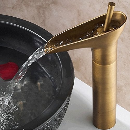 Hiendure® Single lever mixer tap, facet, lavatory facet, waterfall, single-lever mixer for bathroom washbasin (high) - Image 2