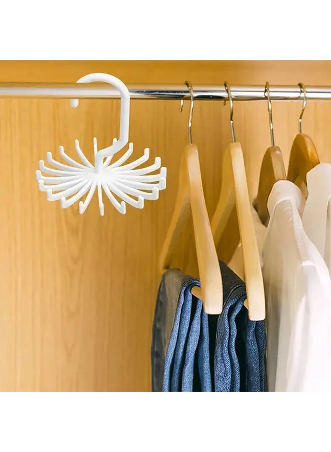 White Rotating 20 Claw Tie Rack Belt Scarf Hanger Closet Organizer Space Saver - Image 3