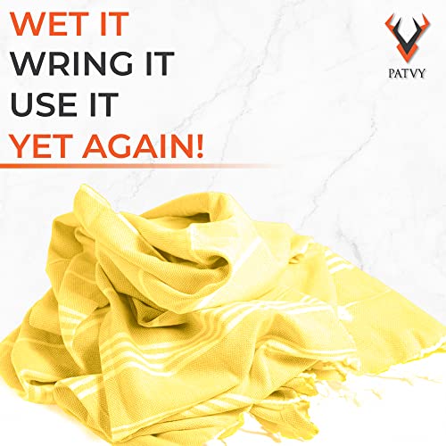 PATVY Cotton Bath Towel (Pack Of 1, Yellow), 152.4 Centimeters, 75 Centimeters, 90 TC - Image 3