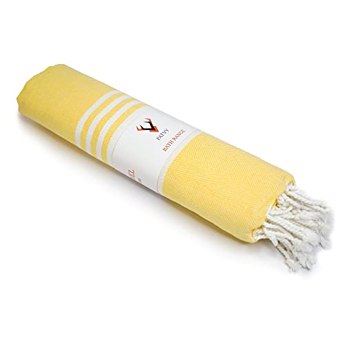 PATVY Cotton Bath Towel (Pack Of 1, Yellow), 152.4 Centimeters, 75 Centimeters, 90 TC - Image 1