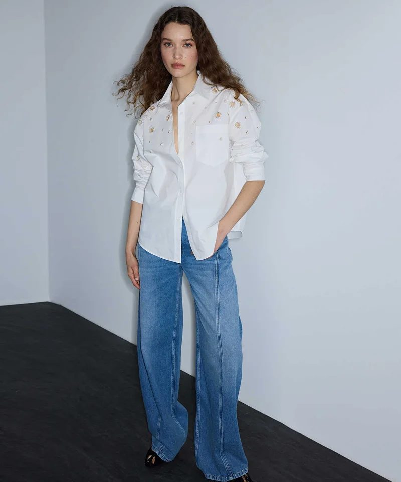 Ipekyol Embroidered Cutout Poplin Shirt