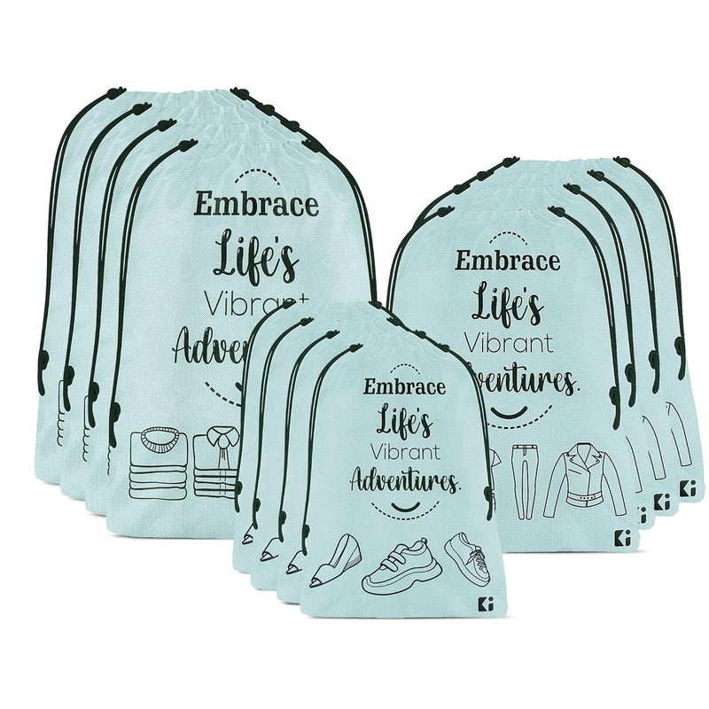 Kuber Industries Pack of 12 Travel Organizer Combo Set Cloth Storage Bags WaterResistant Organizer for ShoeLaundryLingerie Cloth Carrying Bag Each 4 Pieces SmallMediumLarge Grey - Image 1