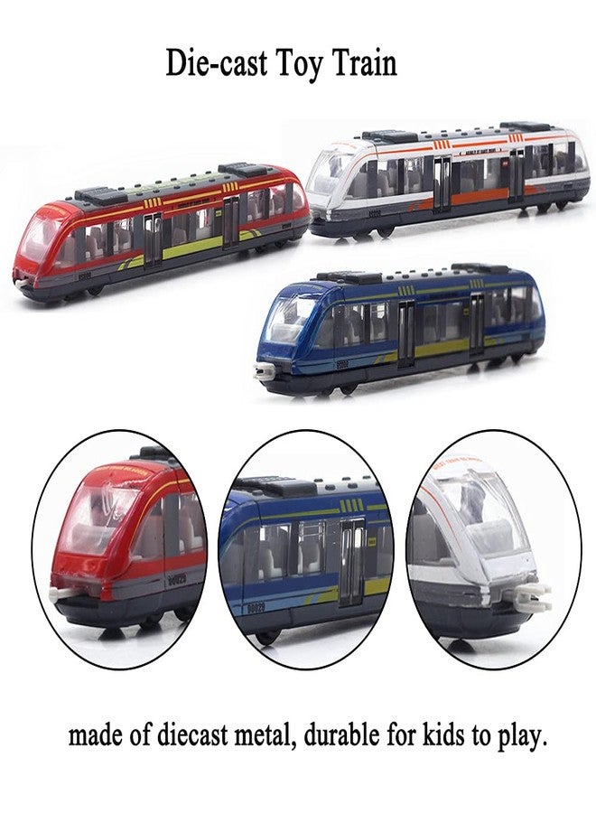 OTONOPI Toy Train Set High Speed Locomotive Engine Die Cast Model Car Sliding Linked Subway Bullet Train Set for Kids Pack of 3 - Image 4