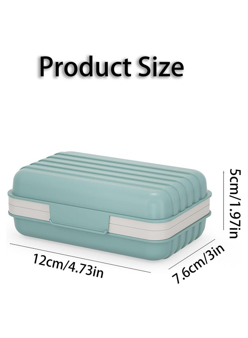 أوزيغالور حامل صابون بلاستيكي مع تصريف - صينية صابون للحمام مع تنظيم للاستحمام (أبيض + أزرق ضبابي) - Image 2