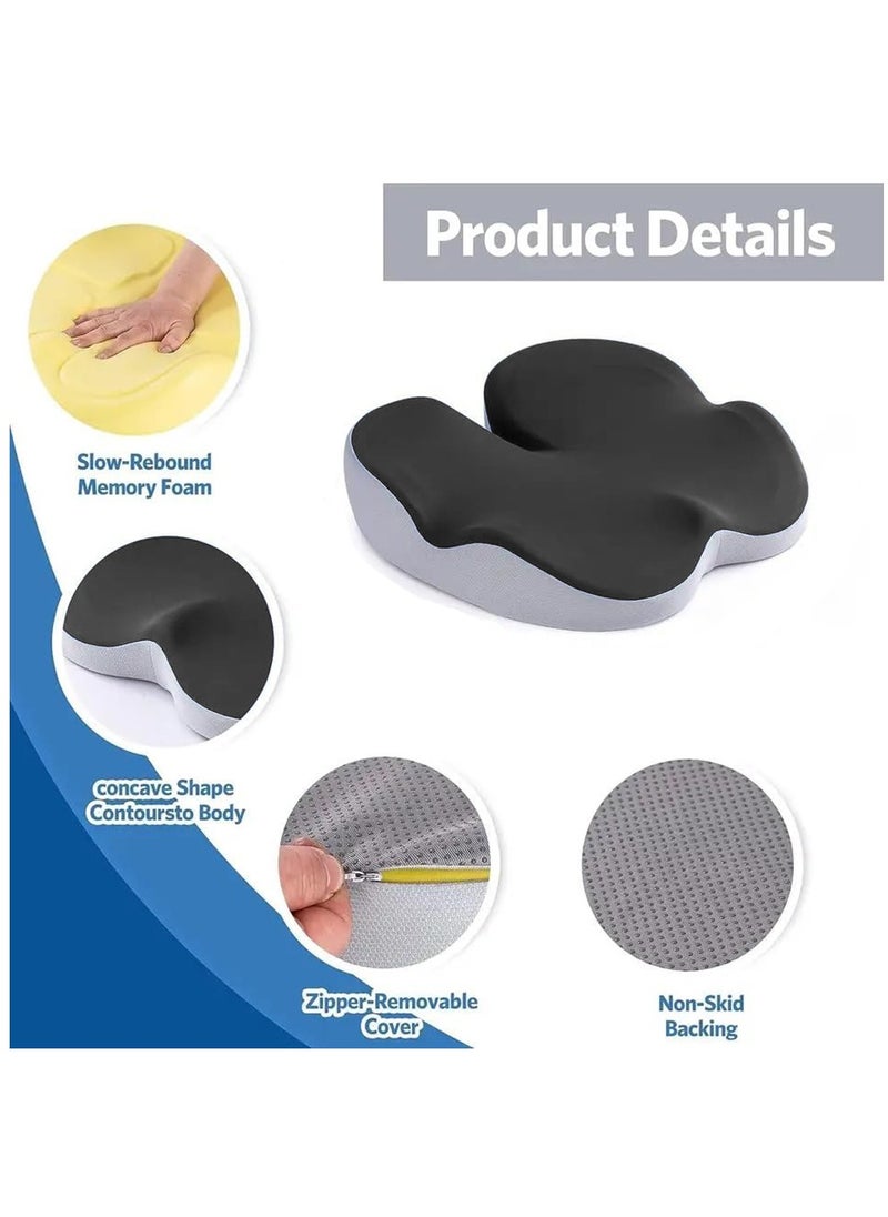 Arabest - Seat Cushion, Non-Slip Chair Cushion with Memory Foam, Tailbone Cushions for Pressure Relief, Computer & Car Seat Cushion (Black) - Image 1