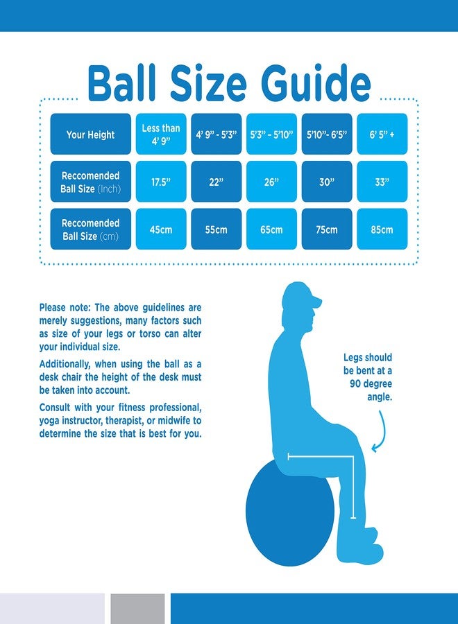bintiva Pregnancy Ball, Yoga Ball Chair & Birthing Ball, Maximum Stability - Exercise Ball Chair, Swiss Stability for Sitting at Desk, Office, Home - Image 4