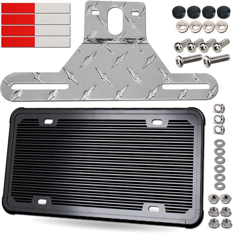 Aootf Aluminum Trailer License Plate Bracket Holder with Silicone Frame - Image 1