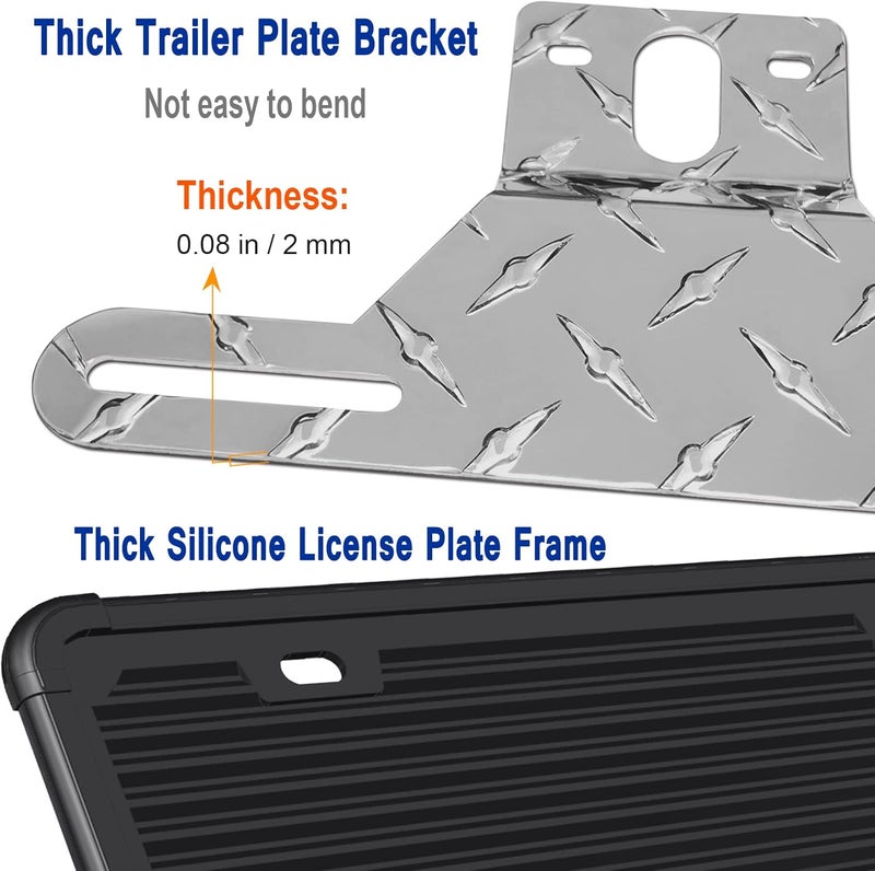 Aootf Aluminum Trailer License Plate Bracket Holder with Silicone Frame - Image 4