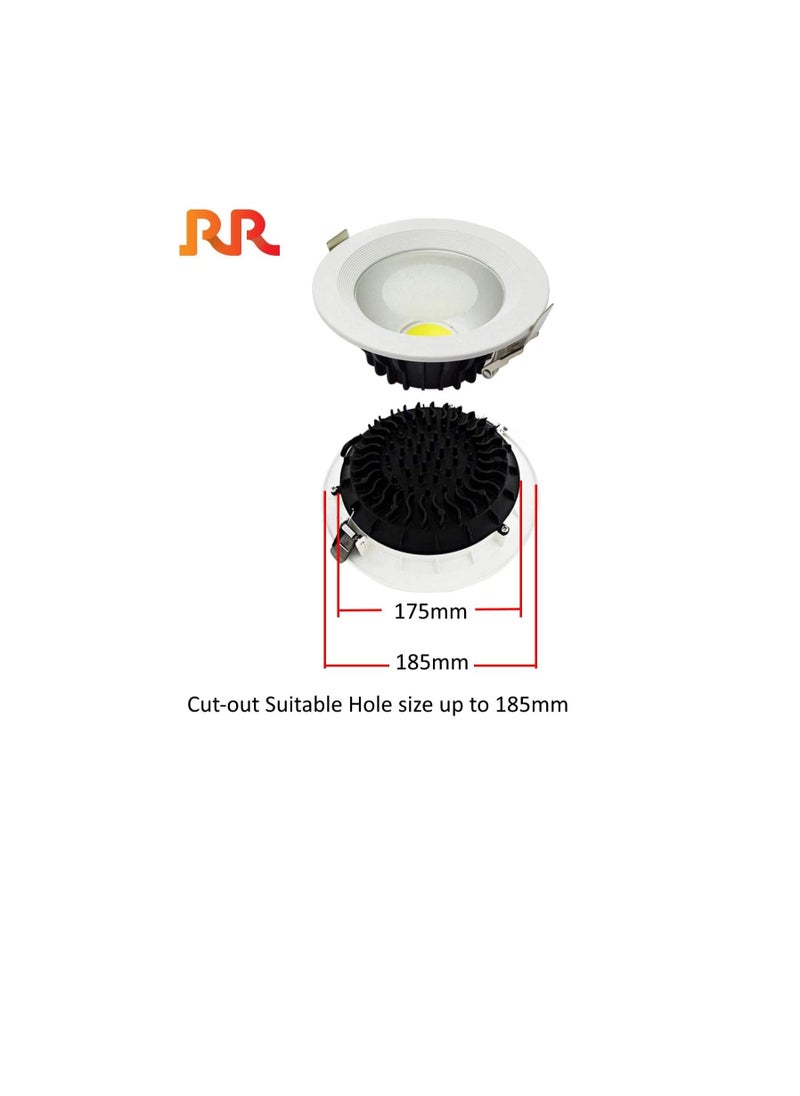 ار ار RR الإضاءة LED أضواء لأسفل السقف COB مخفية ، 230VAC داخلي دائري موفر للطاقة 80 لومن / لكل وات ، ضوء خافت بدون الأشعة فوق البنفسجية | مناسب لتناول الطعام في المنزل والمعيشة والمكتب (أبيض دافئ 2700 كلفن  - Image 3