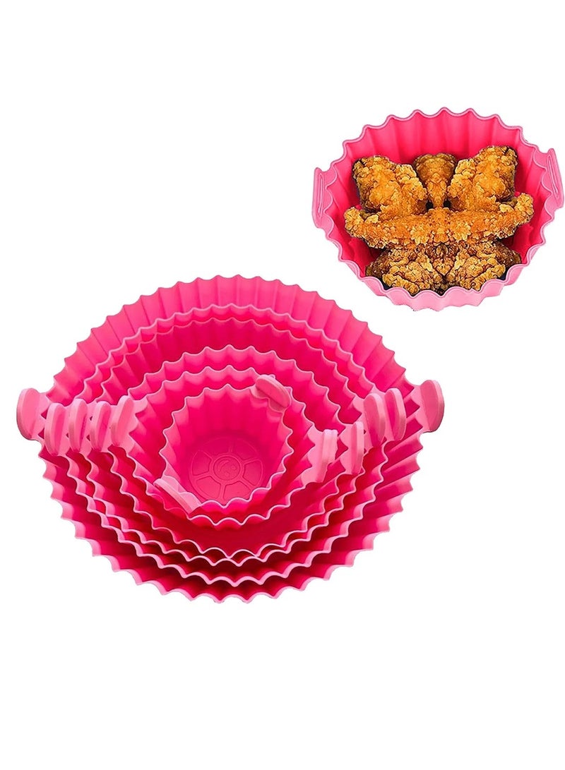 Mmmon 6 Pcs Silicone air fryer Pan, Reusable Heat Resistant Food Safe Silicone Bowl for Air Fryer, Pink - Image 1