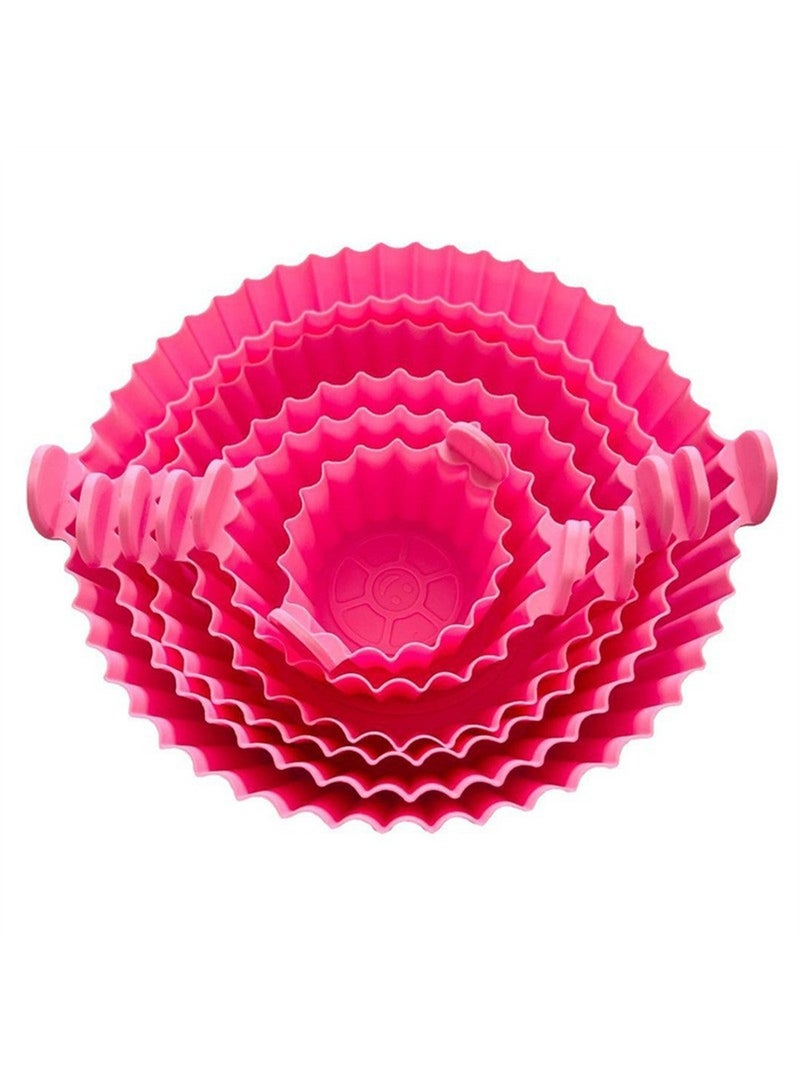 Mmmon 6 Pcs Silicone air fryer Pan, Reusable Heat Resistant Food Safe Silicone Bowl for Air Fryer, Pink - Image 4