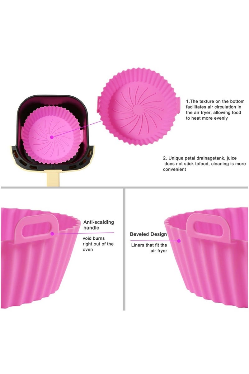 Mmmon 6 Pcs Silicone air fryer Pan, Reusable Heat Resistant Food Safe Silicone Bowl for Air Fryer, Pink - Image 3
