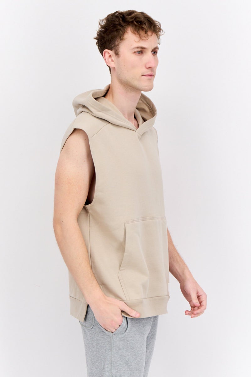 Adidas Men Sportswear Fit Sleeveless Outdoor Hoodie, Taupe  - Image 2