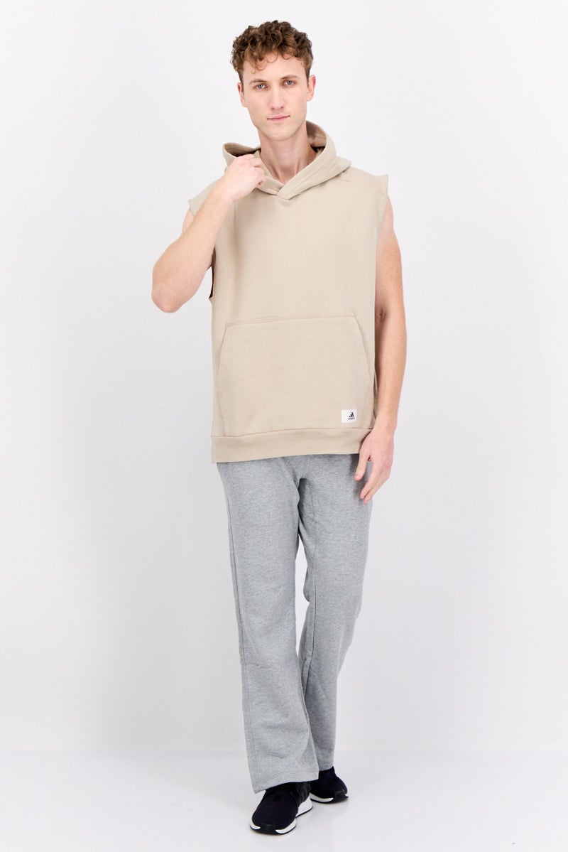 Adidas Men Sportswear Fit Sleeveless Outdoor Hoodie, Taupe  - Image 4