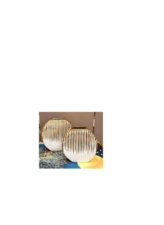 Decorhills Decorhills Modern Golden Ceramic Flower Vase for Home Decor Aesthetic, Matte Boho Vase for Decor, Vases Minimalist Nordic Style for Wedding Dinner Table Living Room Office Decorative Vase-AD-30 