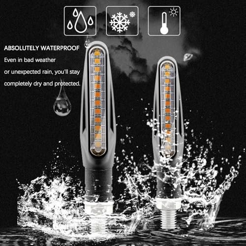 Kardne 4 Pcs Motorcycle LED Turn Signals, Front + Rear Blinkers Indicator Turn Signal Amber Flowing Sequential Universal Lamp, 12V Motorcycle Turn Signal Light - Image 4