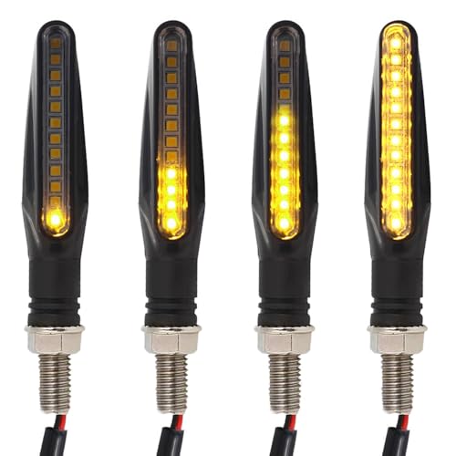 Kardne 4 Pcs Motorcycle LED Turn Signals, Front + Rear Blinkers Indicator Turn Signal Amber Flowing Sequential Universal Lamp, 12V Motorcycle Turn Signal Light - Image 1