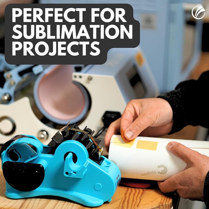 echomerx Original Tape Dispenser Multi-Roll - Pre-Cut Sublimation Heat Resistant, Cricut, Transfer, Thermal, Press, Thin Double-Sided & Scotch Tapes, 1" & 3" Large Core, Blue - Image 4