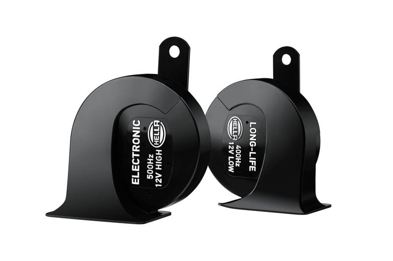 HELLA Fanfare eLONG-LIFE HORN TE40 SET - 12V - 112dB(A) - Frequency range from: 400Hz - Frequency range up to: 500Hz - Tweet/Low - Electric - Housing Colour: Black - Quantity: 2-3FH 007 728-981 - Image 2