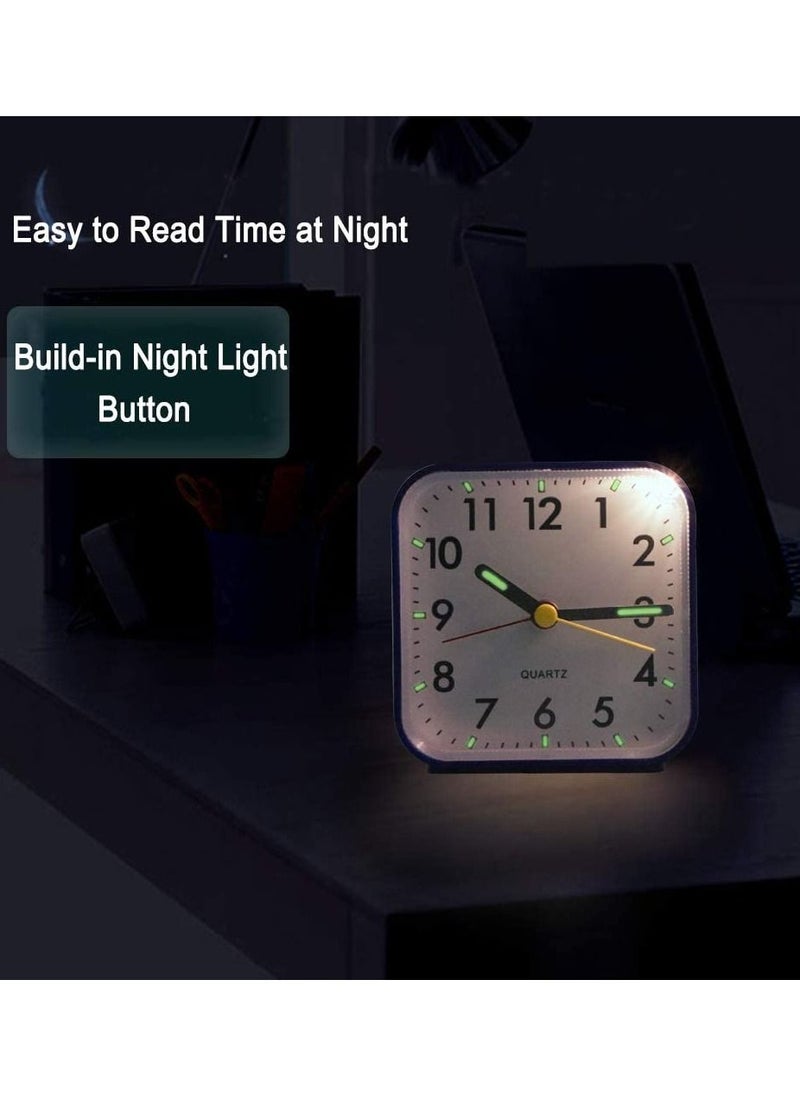 SYOSI - Silent Alarm Clock Bedside Clock Without Clicking Sound Battery Powered Bedside Clock Travel Alarm Clock Basic Bedroom Clock - Image 1