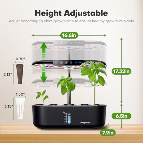 Ahopegarden Hydroponics Growing System kit: Indoor Herb Garden - 12 Pods Plant Germination Kit with LCD Display and LED Grow Light, Smart Temp & Humidity Detection, Planter Grower for Fresh Vegetables - Image 5