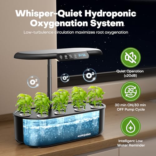 Ahopegarden Hydroponics Growing System kit: Indoor Herb Garden - 12 Pods Plant Germination Kit with LCD Display and LED Grow Light, Smart Temp & Humidity Detection, Planter Grower for Fresh Vegetables - Image 4