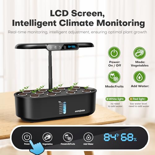 Ahopegarden Hydroponics Growing System kit: Indoor Herb Garden - 12 Pods Plant Germination Kit with LCD Display and LED Grow Light, Smart Temp & Humidity Detection, Planter Grower for Fresh Vegetables - Image 3