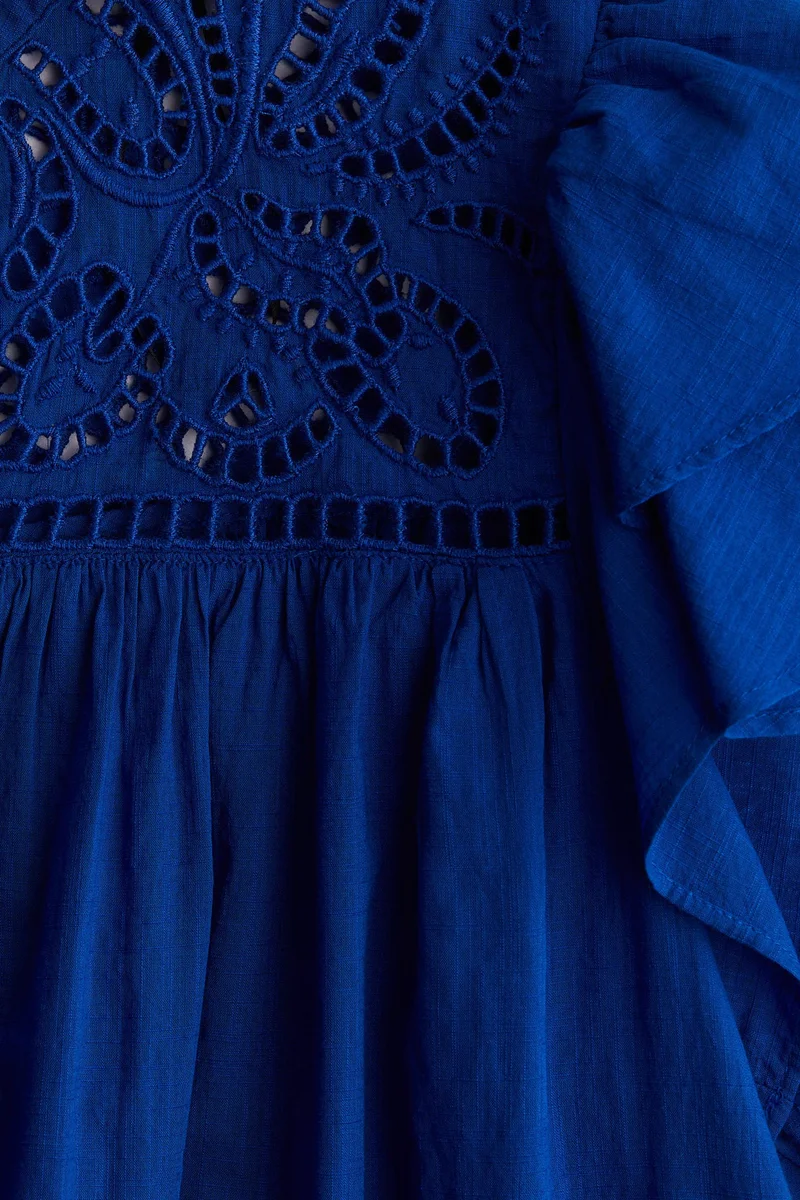 H&M Flutter-sleeve dress with broderie anglaise