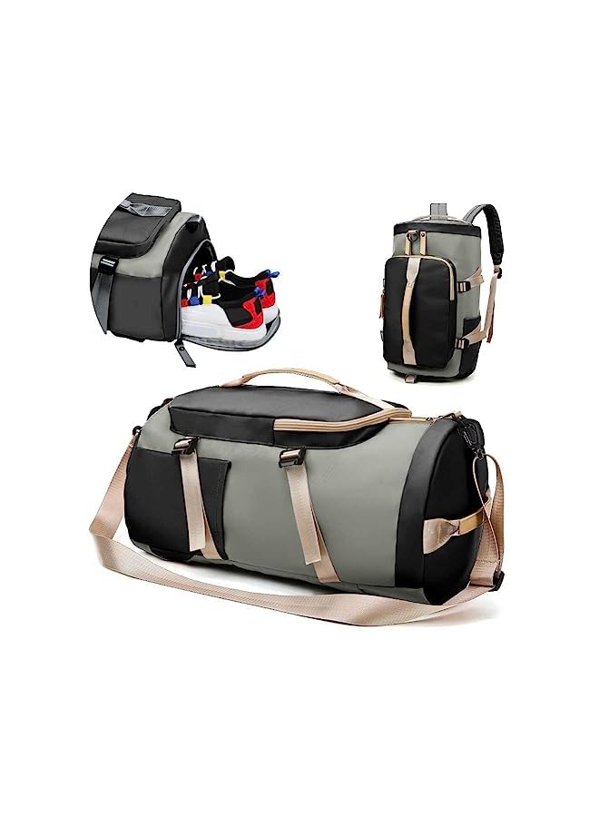 vesus Capacity Sports Gym Bag, Sports Gym Bag with Shoes Compartment & Wet Pocket, Sports Gym Bag for Men & Women, Multi-Occasion Application of Sports Bag (Gray-black) - Image 2