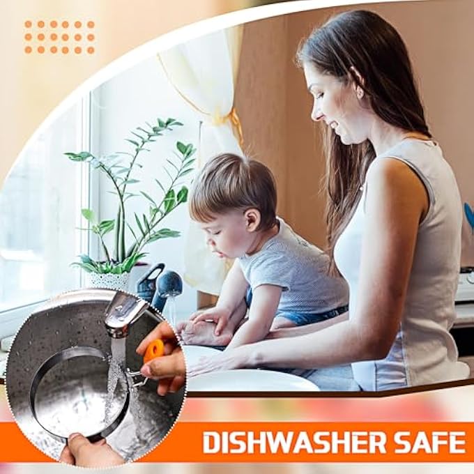 كاست ويف حلقات بيض من الفولاذ المقاوم للصدأ مع مقابض سيليكون وقوالب فطائر غير لاصقة وعجة لوجبة الإفطار مقلاة على المقلاة للاستخدام مناسب لساندويتش الإفطار 6 قطع - Image 5