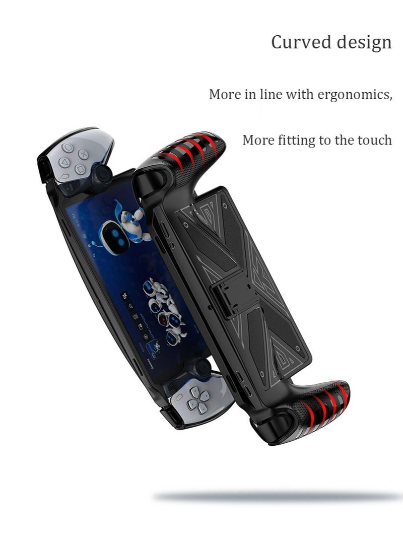 Silicone Protecor Cover Case Compatible with Playstation Portal Remote Player,Protective Skin Cover for PS5 Portal-Shockproof Anti-Scratch Soft TPU with bracket (Black) - Image 4