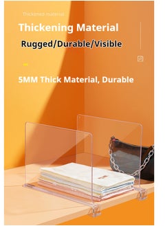 JiFENG 2PCS Acrylic Transparent Bookshelf Divider for Storing Hats, Bags, Partition Boards, Wardrobe Layered Storage Artifact  - Image 5