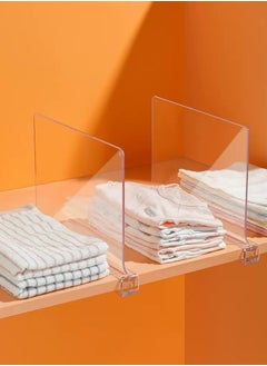 JiFENG 2PCS Acrylic Transparent Bookshelf Divider for Storing Hats, Bags, Partition Boards, Wardrobe Layered Storage Artifact  - Image 1