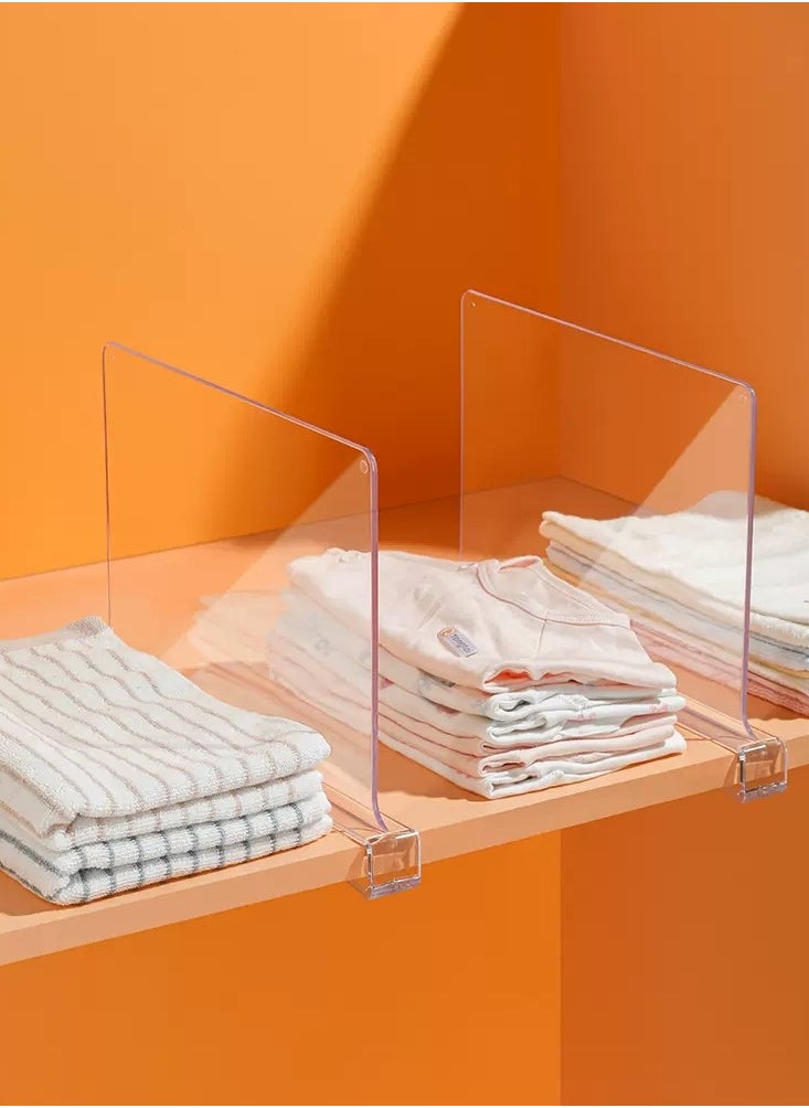 JiFENG - 2PCS Acrylic Transparent Bookshelf Divider for Storing Hats, Bags, Partition Boards, Wardrobe Layered Storage Artifact - Image 1