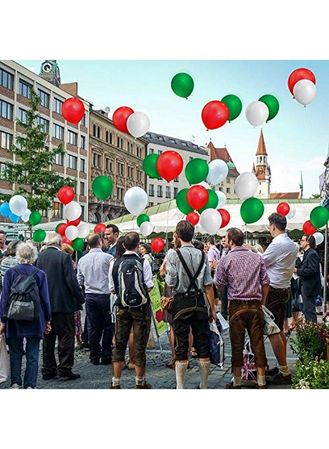 تيكيونايت 100 قطعة من بالونات اللاتكس الحمراء الخضراء البيضاء مقاس 13 بوصة بالونات دائرية ملونة لحفلات أعياد الميلاد وحفلات الزفاف والمكسيك والعطلات - Image 2