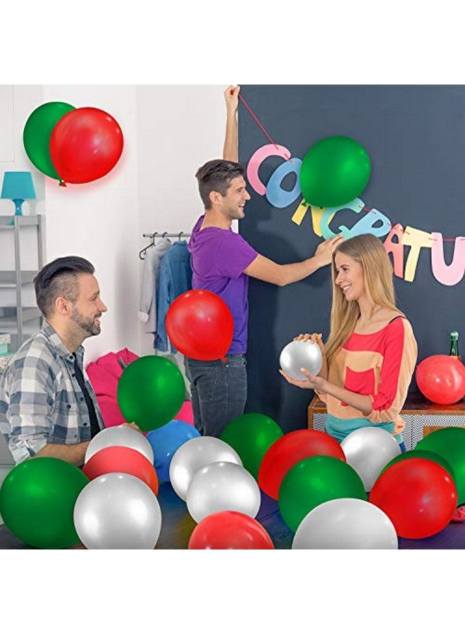 تيكيونايت 100 قطعة من بالونات اللاتكس الحمراء الخضراء البيضاء مقاس 13 بوصة بالونات دائرية ملونة لحفلات أعياد الميلاد وحفلات الزفاف والمكسيك والعطلات - Image 4