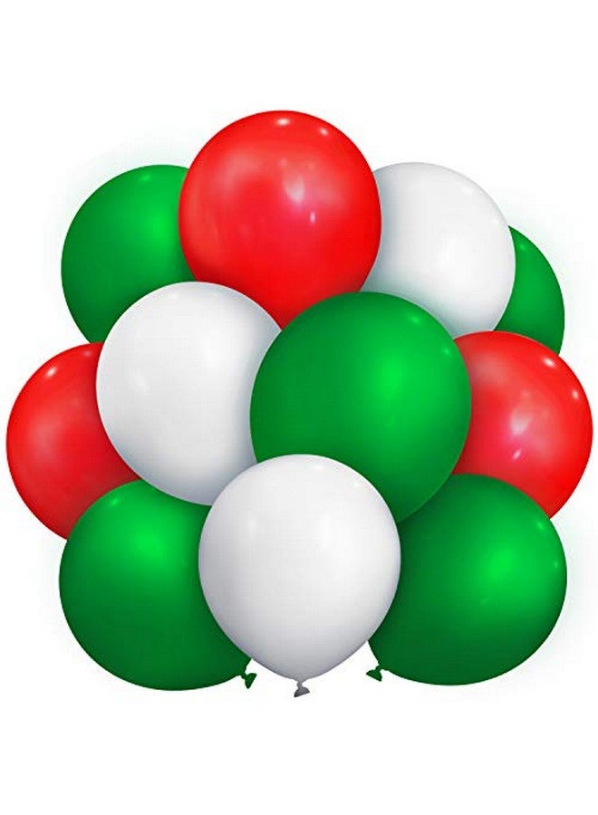 تيكيونايت 100 قطعة من بالونات اللاتكس الحمراء الخضراء البيضاء مقاس 13 بوصة بالونات دائرية ملونة لحفلات أعياد الميلاد وحفلات الزفاف والمكسيك والعطلات - Image 1