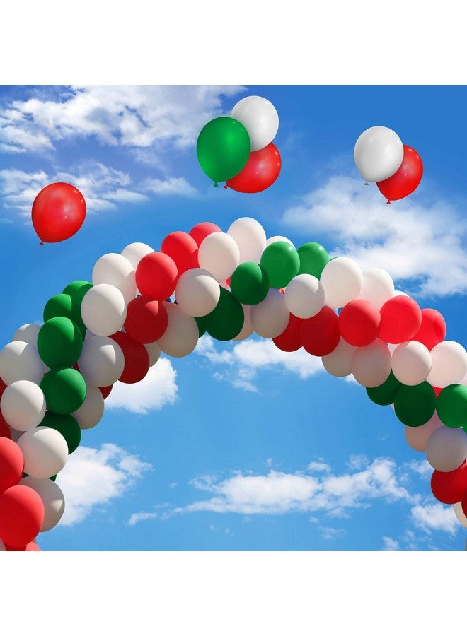 تيكيونايت 100 قطعة من بالونات اللاتكس الحمراء الخضراء البيضاء مقاس 13 بوصة بالونات دائرية ملونة لحفلات أعياد الميلاد وحفلات الزفاف والمكسيك والعطلات - Image 5