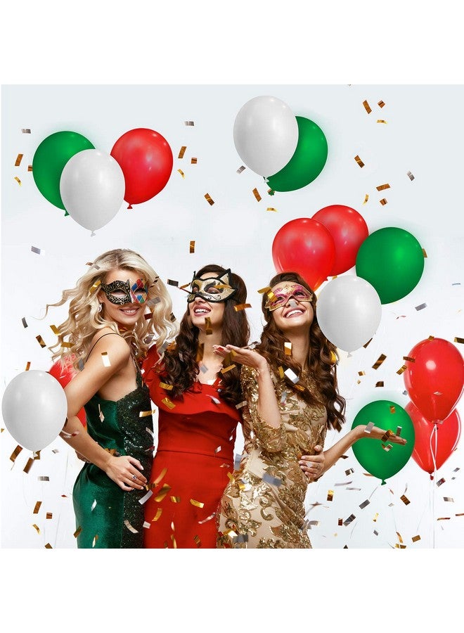 تيكيونايت 100 قطعة من بالونات اللاتكس الحمراء الخضراء البيضاء مقاس 13 بوصة بالونات دائرية ملونة لحفلات أعياد الميلاد وحفلات الزفاف والمكسيك والعطلات - Image 3