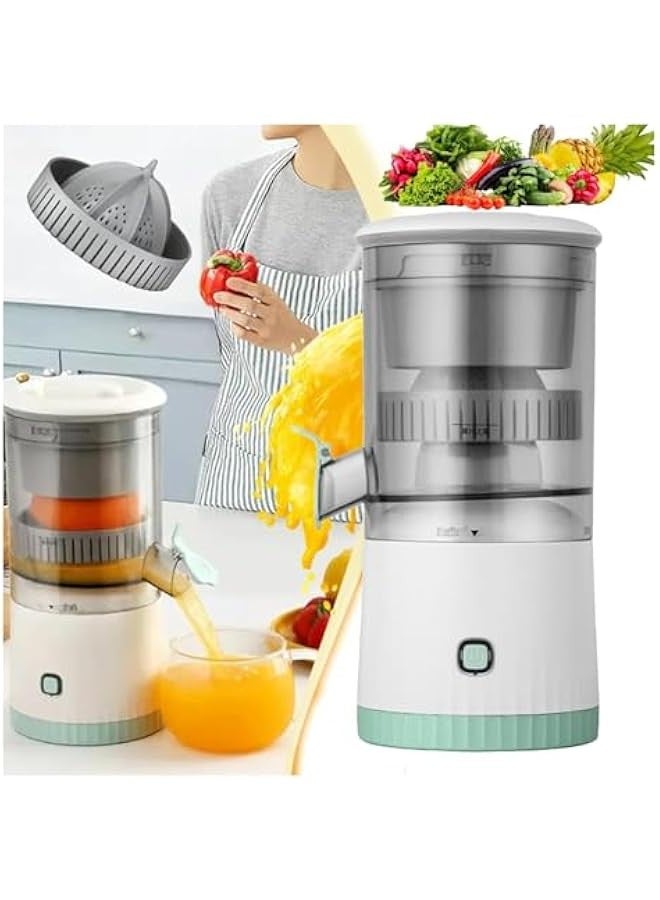 Automatic Separation Juicer Machine, Rechargeable Pure Juicers for Vegetables and Fruits With USB Cable, Easy to Clean Portable Electric Juicer for Oranges and Lemons, Citrus, Grapefruit (Green, 3.7  - Image 1